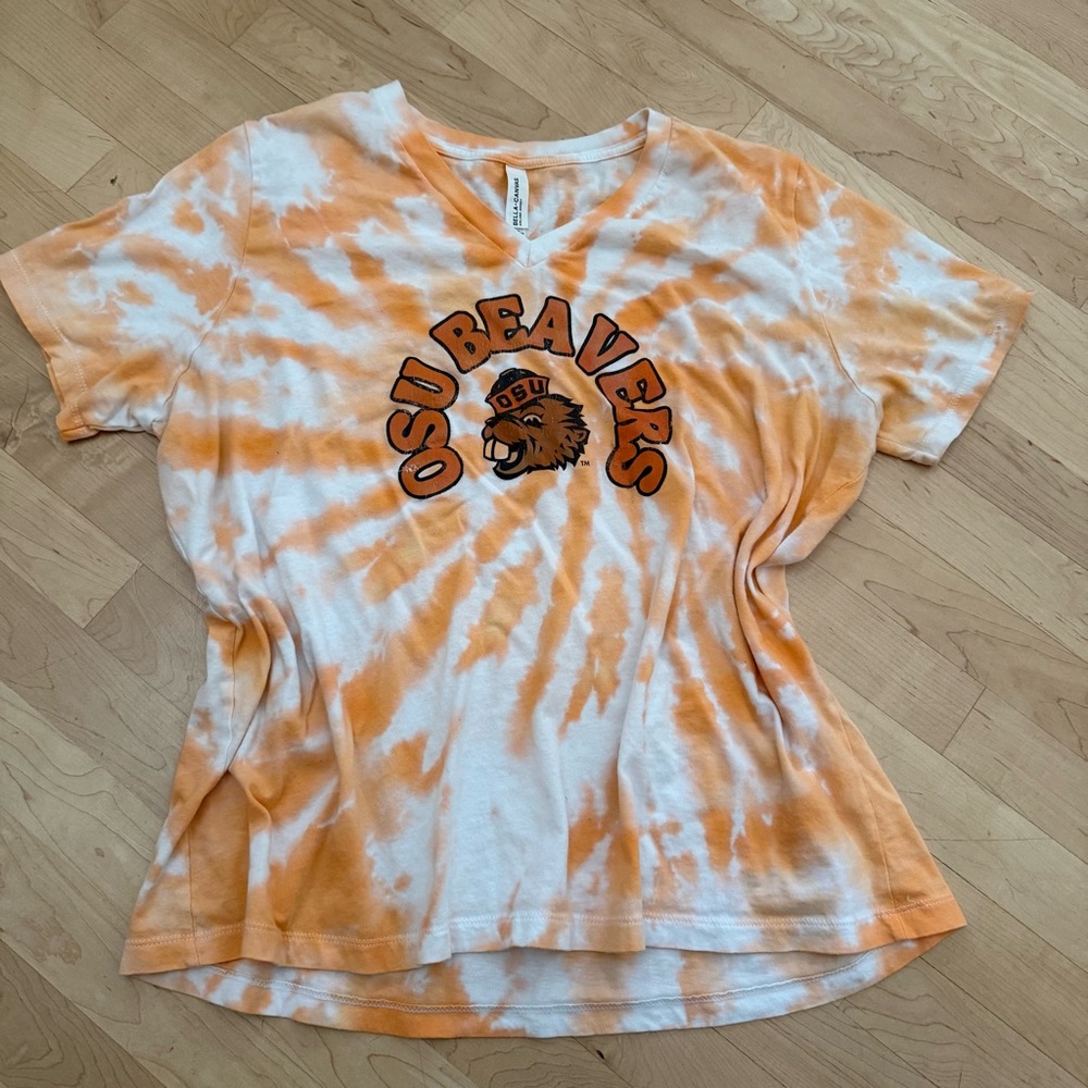 OSU Beavers Orange and White Tie-Dye T-Shirt XL